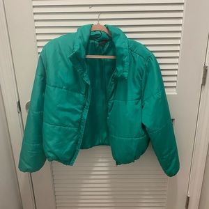 Green puffer jacket